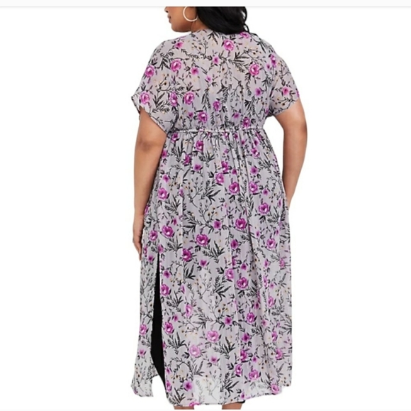 Torrid Grey Floral Lurex Duster Kimono - Picture 3 of 12